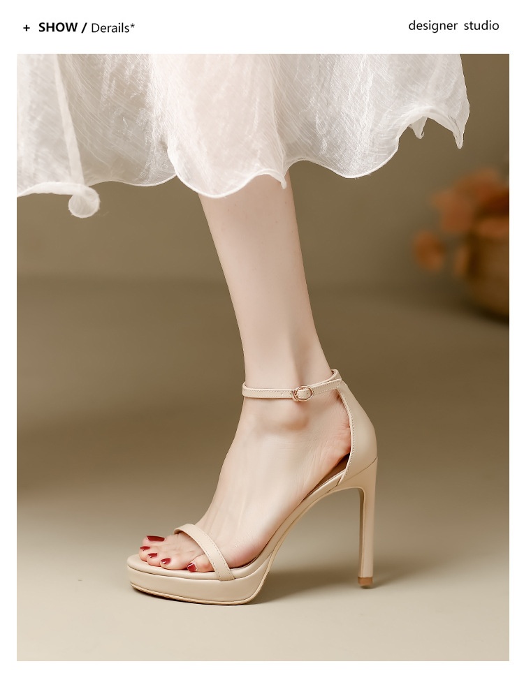 Zees 2025 nuovi sandali estivi alla moda con tacco alto, cinturino singolo, stiletto sexy, versatili, impermeabili, con suola spessa, per le donne_voghion.com