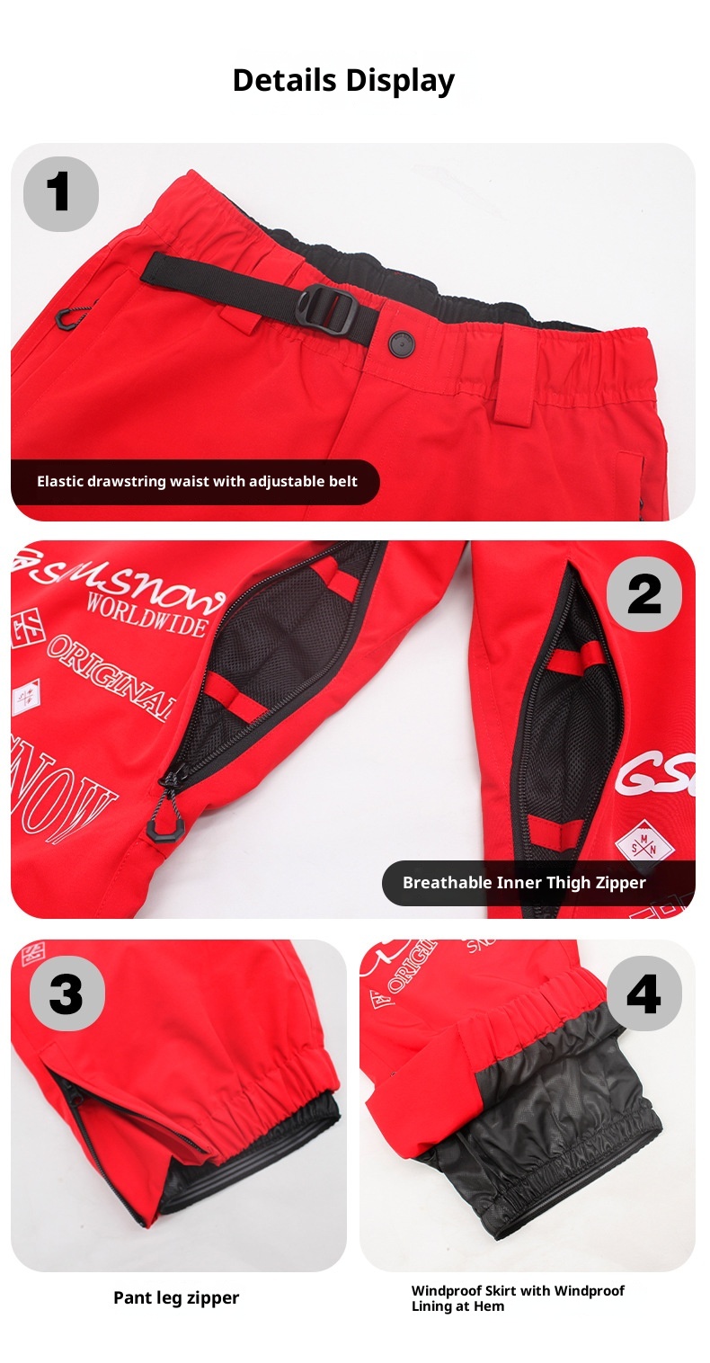 001 2223 Neue Herren Ski Snowboard Winddicht Wasserdicht Atmungsaktiv Cargo Doppel Board Locker Große Größe Verschleißfest Schnee_voghion.com