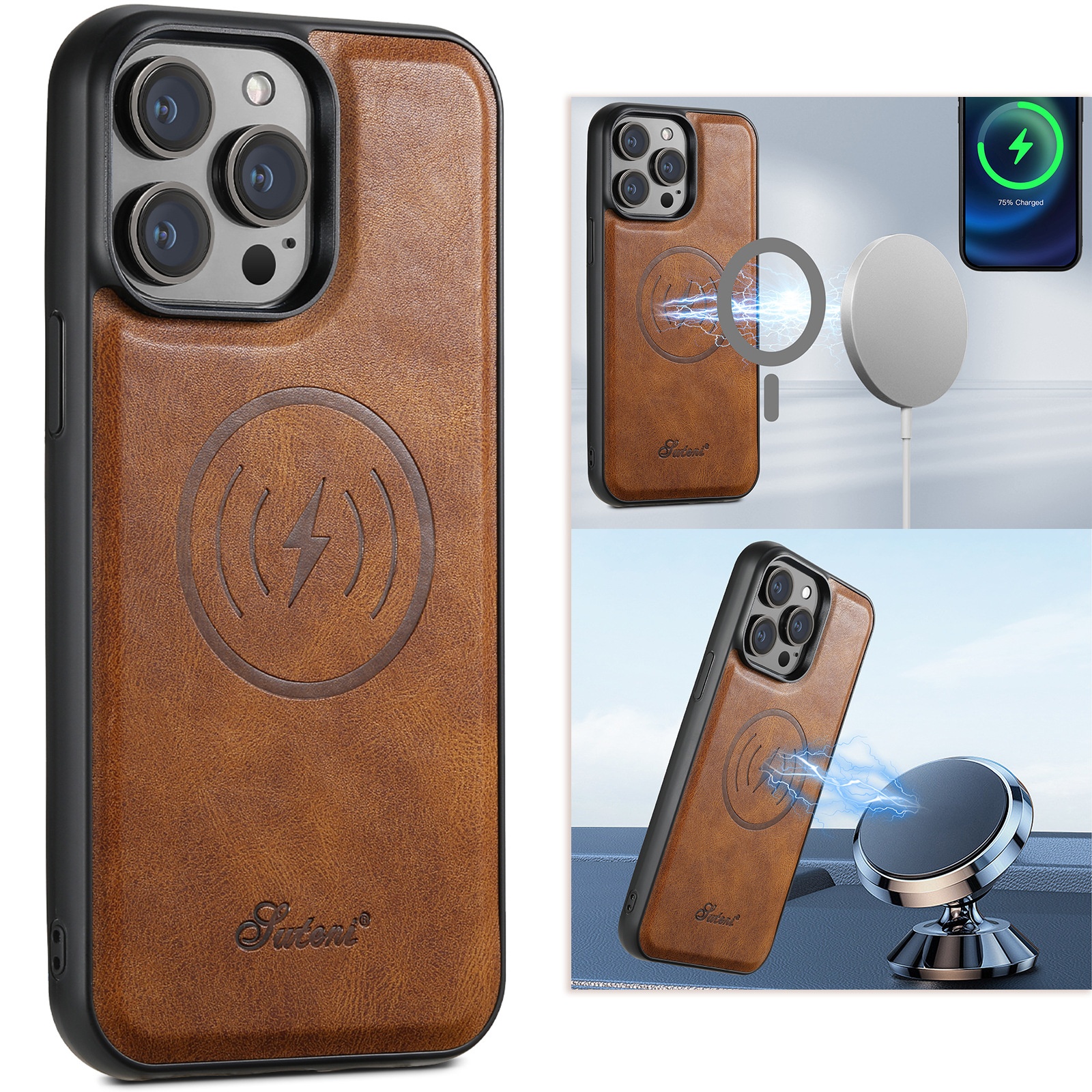 TechGlobe Adatto per iPhone 17 Custodia Samsung S25 Supporto per auto con ricarica wireless Supporto magnetico Google 10 Pro_voghion.com