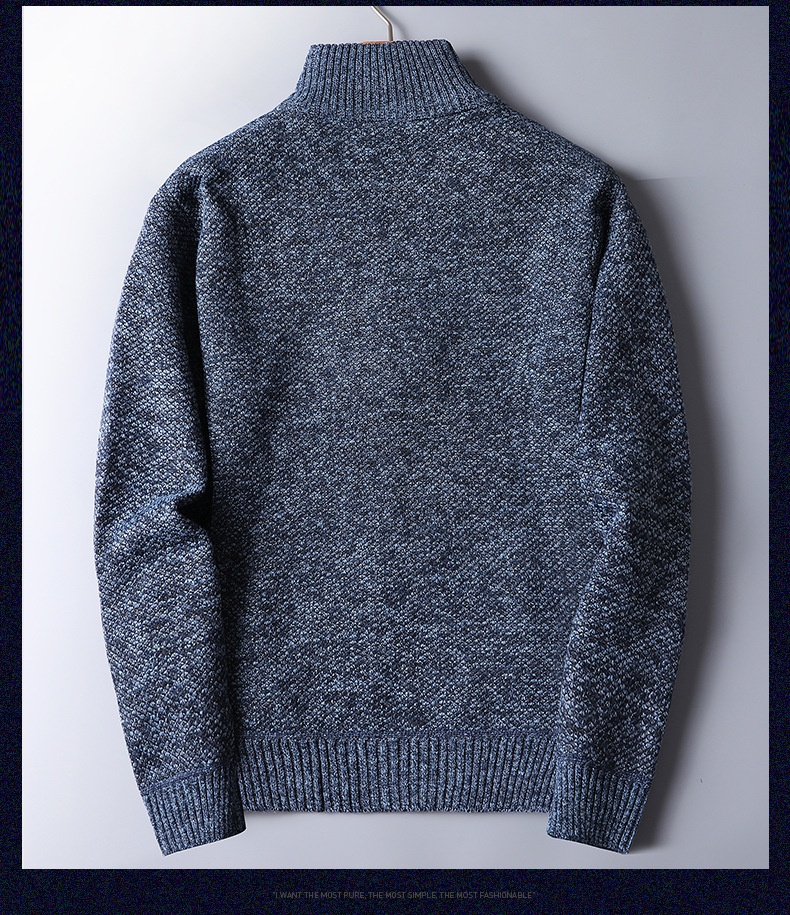 Herren-Pullover mit Reißverschluss, locker gestrickt, Herbst/Winter, Fleecegefüttert, verdickt, für den Großhandel, Herren-Strickjacke mit Reißverschluss, Herbst/Winter_voghion.com