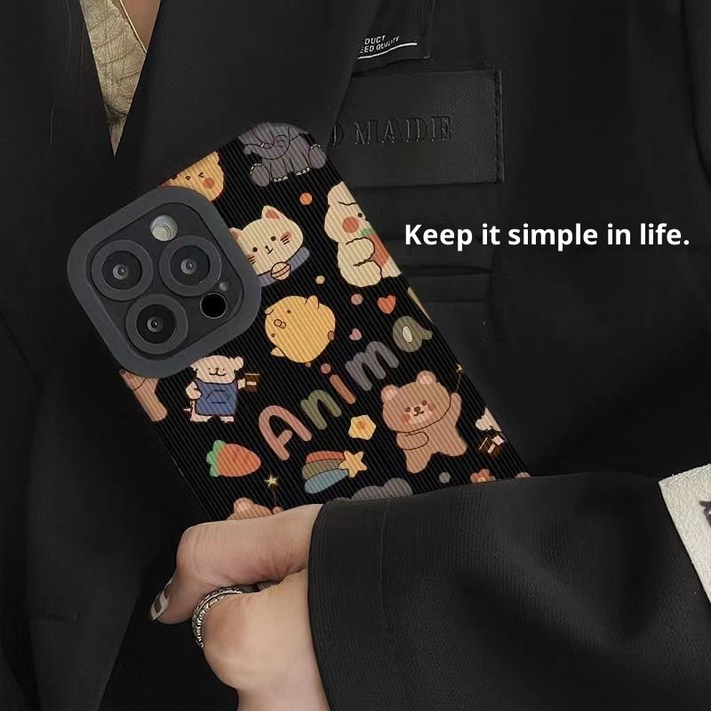 TechGlobe Adatto per la collezione Black Animal 15/13 Pro Max Phone iPhone 12/11 Creative XR Custodia morbida_voghion.com