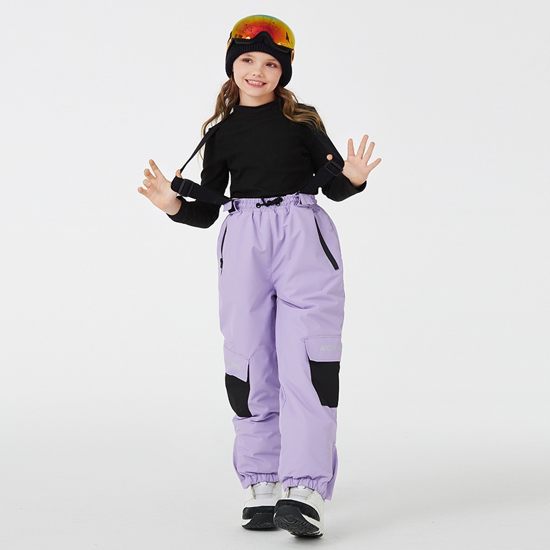 001 Yeni Çocuk Kayak Pantolonu Erkek Kız Kış Su Geçirmez Sıcak Açık Hava Snowboard Tulumları Soğuğa Dayanıklı_voghion.com