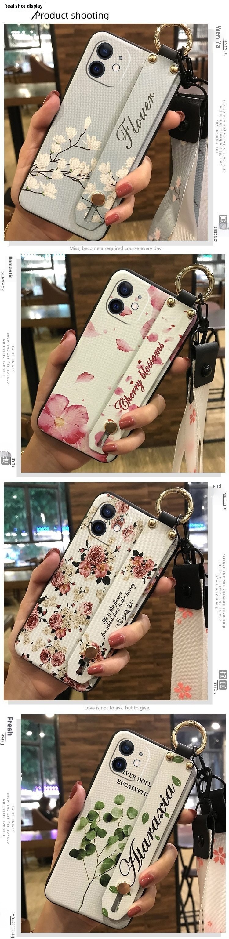 TechGlobe Compatible IPhone Case With Texture Stand Creative Dustproof Silicone Lanyard New Youth Liquid Trend_voghion.com