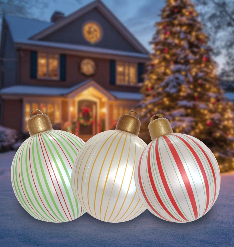 Lillian Cross-Border Inflatable Lantern Pearlescent Stripe Holiday Decoration Courtyard Christmas Ball_voghion.com