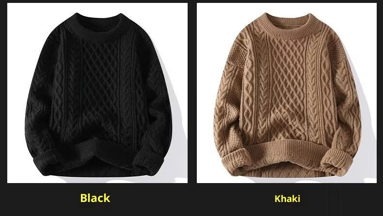 Herrenpullover „Boy Boy Boy“ – weich und kuschelig, trendige Marke für Herbst und Winter, Strickpullover mit Drehverschluss, Rundhalsausschnitt, warmer Innenschicht, lockere Passform_voghion.com