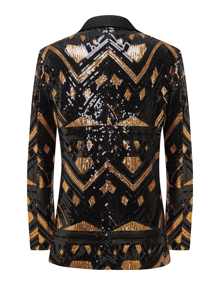 7045555501<2 QFV507045555501<2 Nuovo stile europeo e americano da uomo, blazer con paillettes nere e dorate, costume da esibizione per presentatore di night club, DJ, studio di ripresa_voghion.com