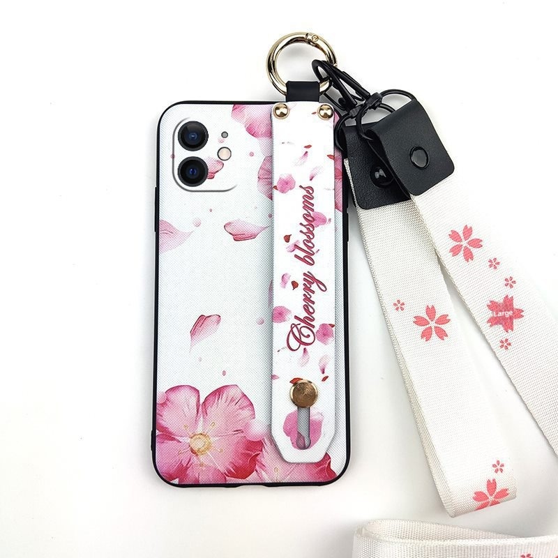 TechGlobe Compatible IPhone Case With Texture Stand Creative Dustproof Silicone Lanyard New Youth Liquid Trend_voghion.com