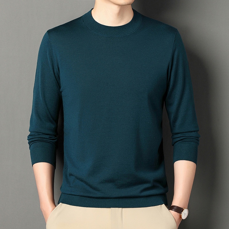 ragazzo Ragazzo Ragazzo Autunno Inverno Fine Spun 100% Lana Maglia Base Layer Calda Camicia Tinta Unita Mezza Dolcevita Vestibilità Slim Semplice Mezza età_voghion.com