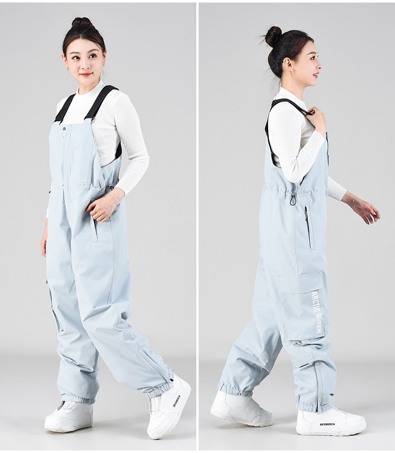 001 Ski Bib Unisex Oversized Winter Outdoor Warm Windproof Snowboard One-Piece Snow Pants_voghion.com