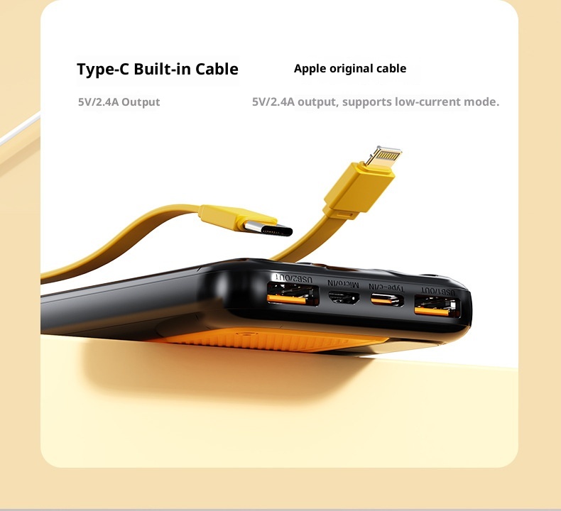 techglobe 66W Fast Charging 10000mAh 20000mAh Built-in Cable New Model Bank Ultra-thin Portable Mobile Power Supply Wholesale_voghion.com