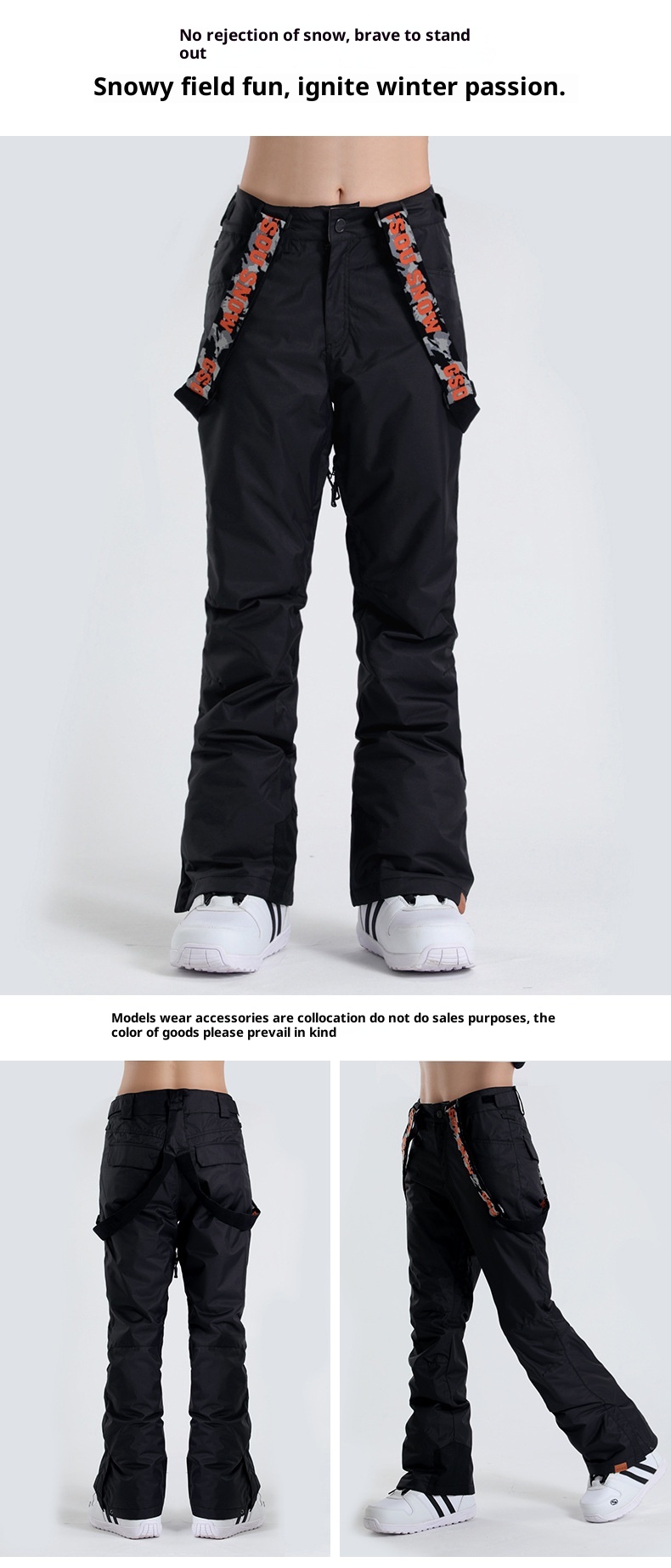 001 Gsousnow Damen Winddicht Wasserdicht Verdickt Warm Skianzug Snowboard Schneehose mit Riemen_voghion.com