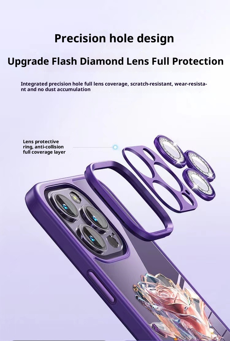 Coque TechGlobe Fairy Rose compatible iPhone Pro Max pour femmes, protection intégrale et protection d'objectif pailletée pour iPhone 15 et 16 pouces._voghion.com