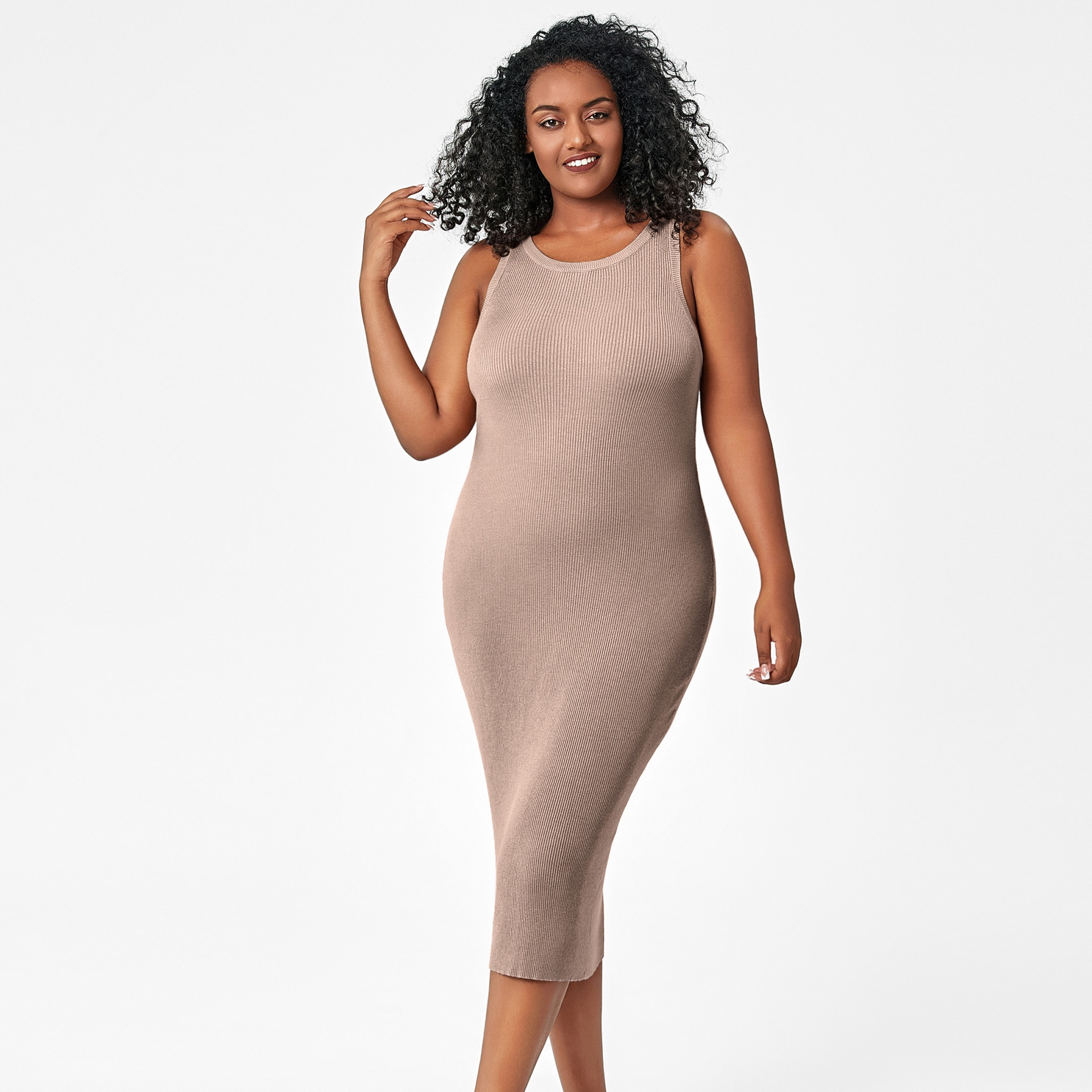 ChicShe European And American Foreign Trade Plus Size Women's Summer Clothing Fat MM Round Neck Vest Woolen Skirt Bottoming_voghion.com