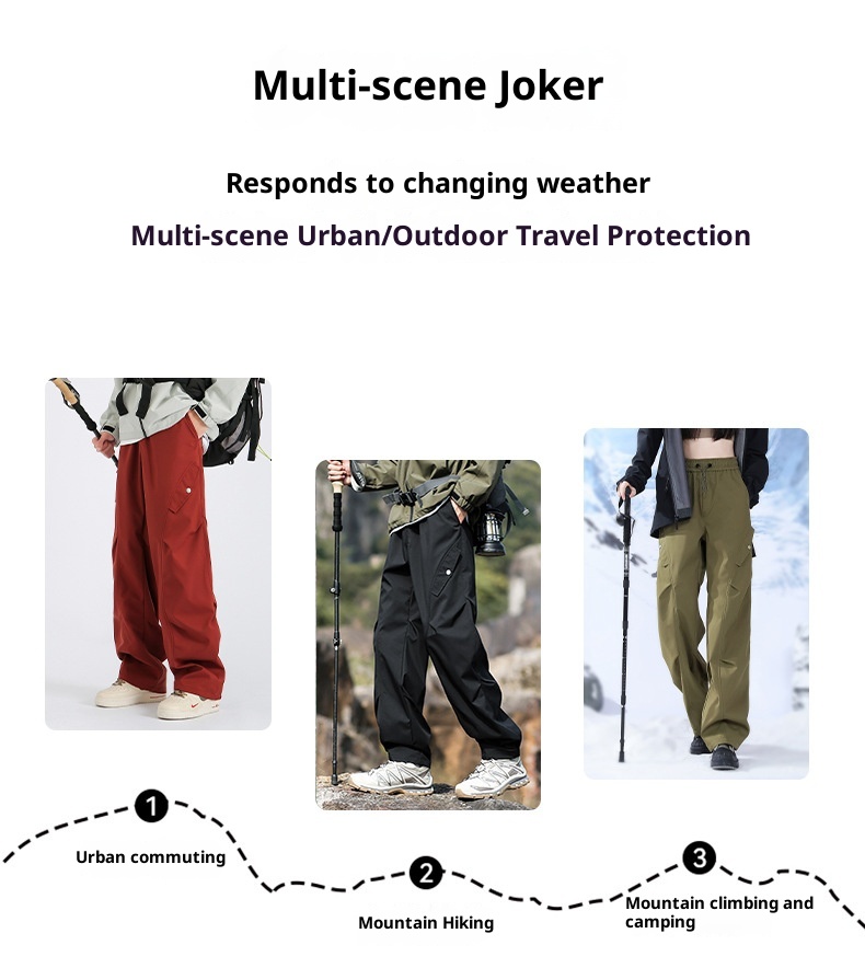 001 Outdoor Softshell-Hose für Damen und Herren, wind- und wasserdicht, ideal zum Wandern im Frühling und Herbst, lockere Passform, lange Hose zum Trekking_voghion.com