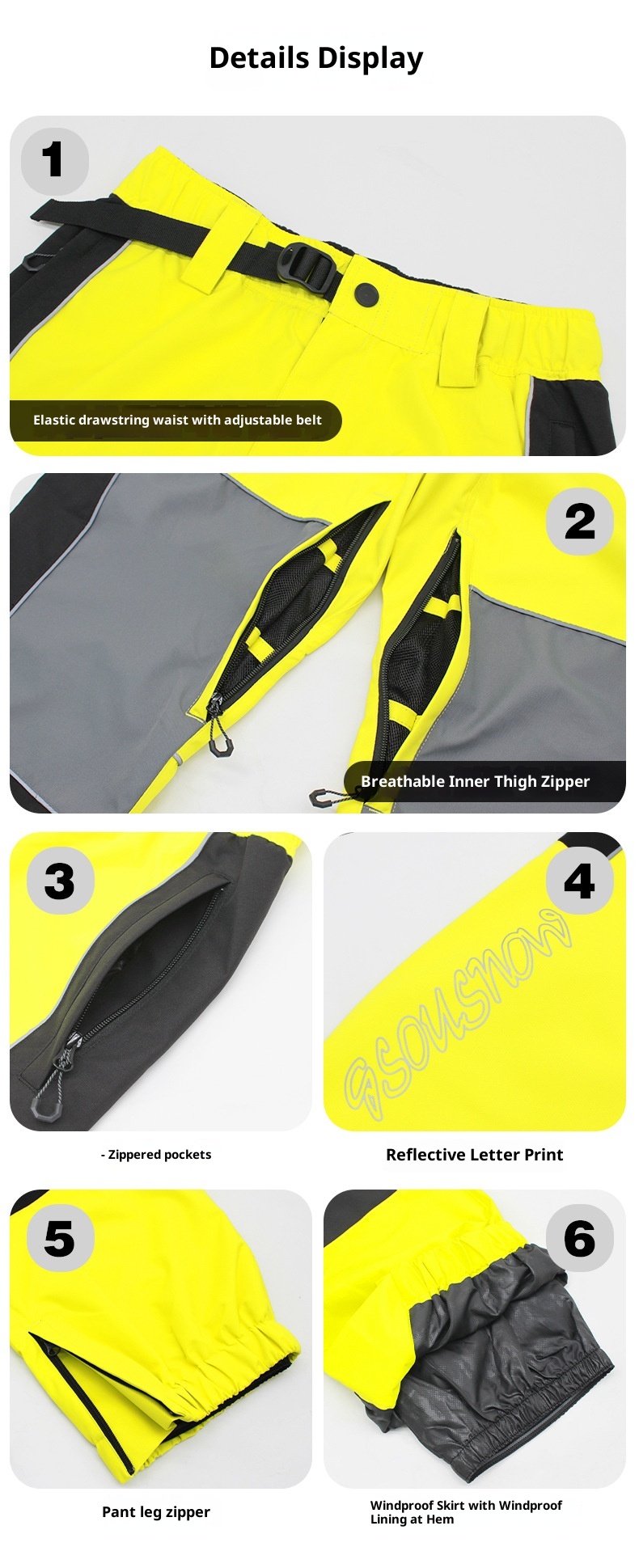 001 New Winter Snowboard Pants For Men, Reflective, Plus Size, Windproof, Waterproof, Breathable, Workwear, Warm Snow Pants,_voghion.com