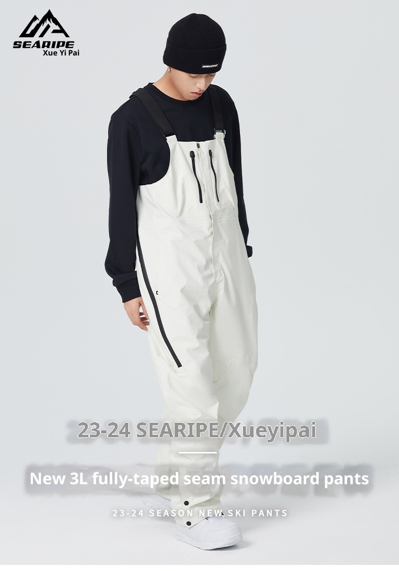 001 23-24 Schneesaison SEARIPE Snowboardanzug Latzhose für Damen und Herren Wasserdicht Verdickt Warm 3L_voghion.com