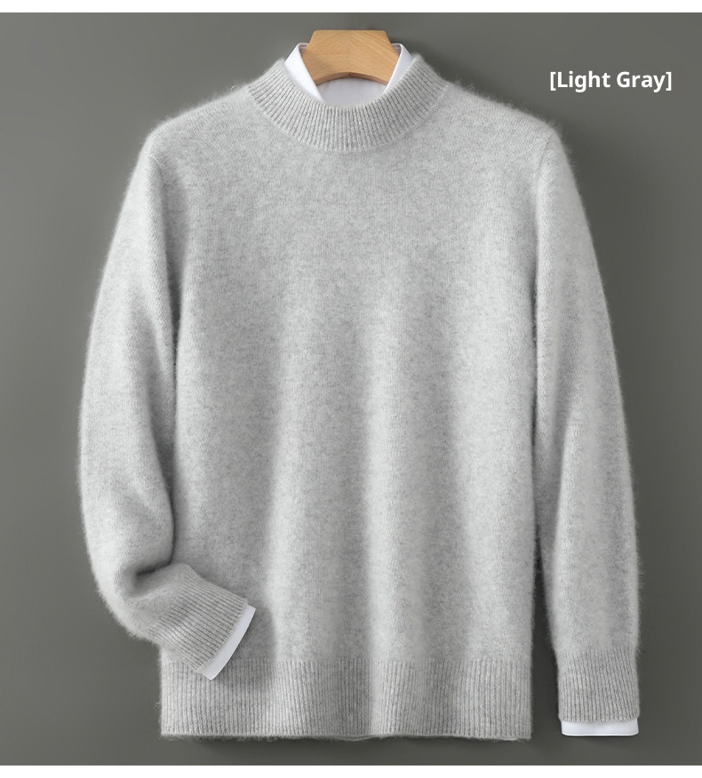 boy Boy Boy Men's Half Turtleneck 100% Wool Thickened Autumn Winter New Business Casual Loose Long Sleeve Knitted Sweater_voghion.com