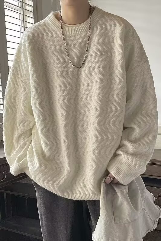 boy Boy Boy And Fluffy Soft Milk Series For Men Thickened Japanese Knitted Sweater Autumn Winter Lazy Korean Style High-end Coat_voghion.com