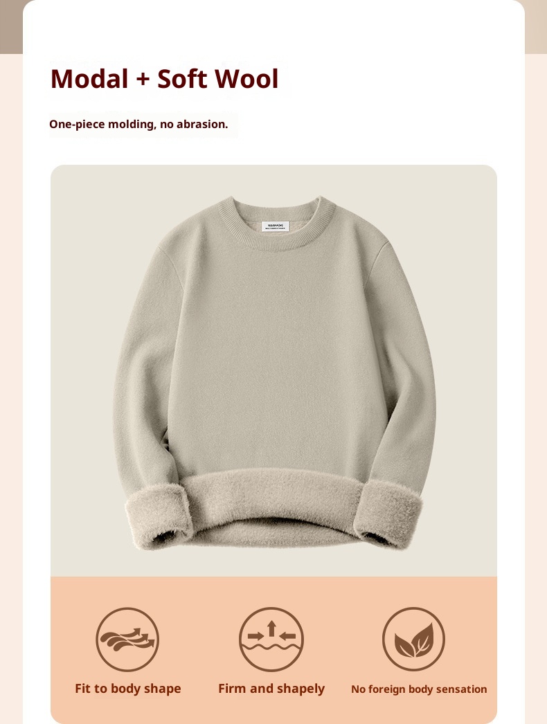 Maglione lavorato a maglia caldo in lana modale da uomo, maglietta base autunno inverno, scollo rotondo, versatile, manica lunga, all'ingrosso_voghion.com