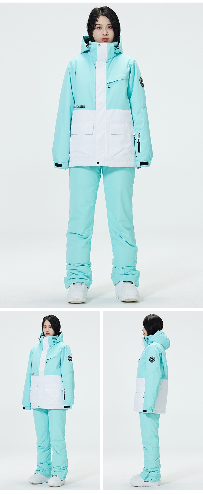 001 Suit Set For Men And Women Couples Winter Windproof Water-Resistant Warm Snowboard Snow Ski Pants Korean Version_voghion.com