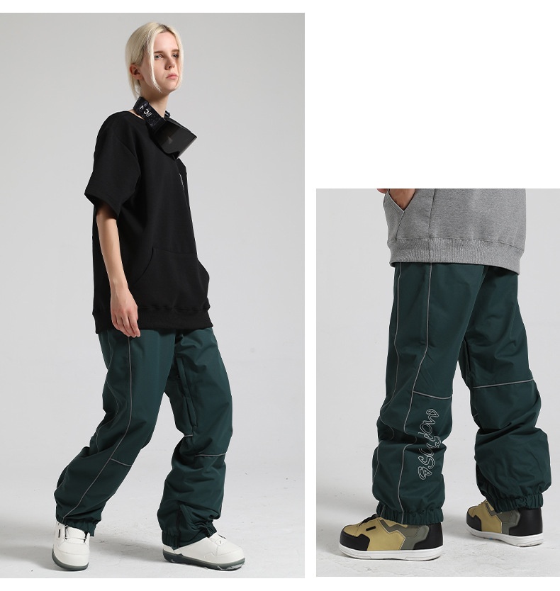 001 New Winter Snowboard Pants For Men, Reflective, Plus Size, Windproof, Waterproof, Breathable, Workwear, Warm Snow Pants,_voghion.com