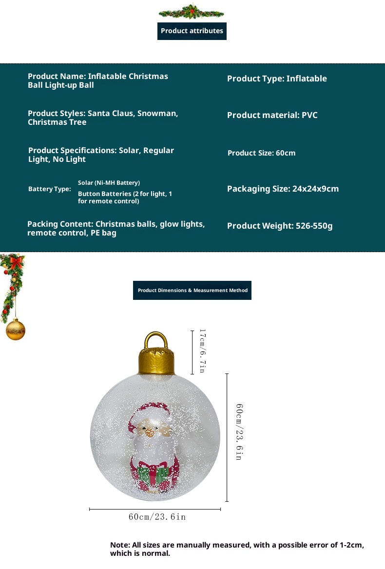 Lillian Cross-Border PVC Snowflake With Lights LED Atmosphere Inflatable Children's Christmas Snowman Decoration Ball_voghion.com