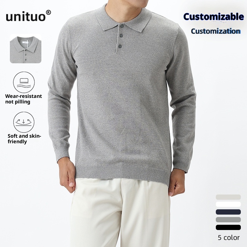 Polo-Strickpullover im Old-Money-Stil für Herren mit Umlegekragen – ein lässiges und vielseitiges Langarmshirt für Herbst und Winter._voghion.com