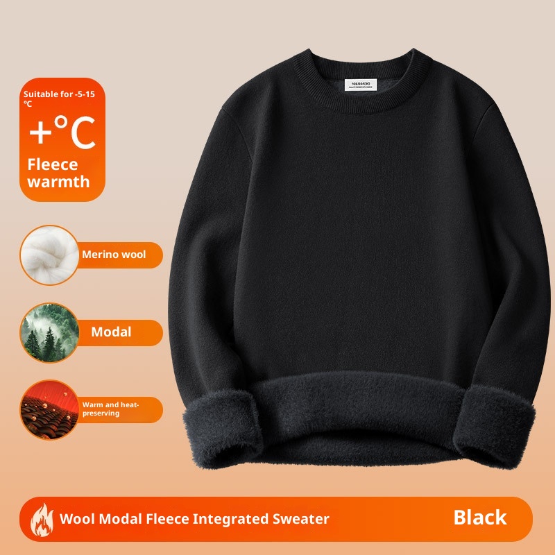 Maglione lavorato a maglia caldo in lana modale da uomo, maglietta base autunno inverno, scollo rotondo, versatile, manica lunga, all'ingrosso_voghion.com