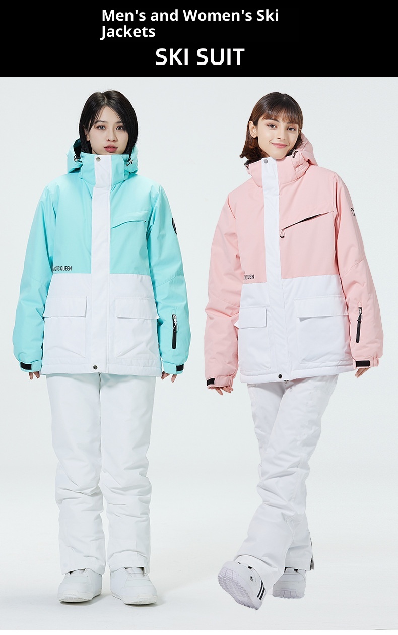 001 Suit Set For Men And Women Couples Winter Windproof Water-Resistant Warm Snowboard Snow Ski Pants Korean Version_voghion.com