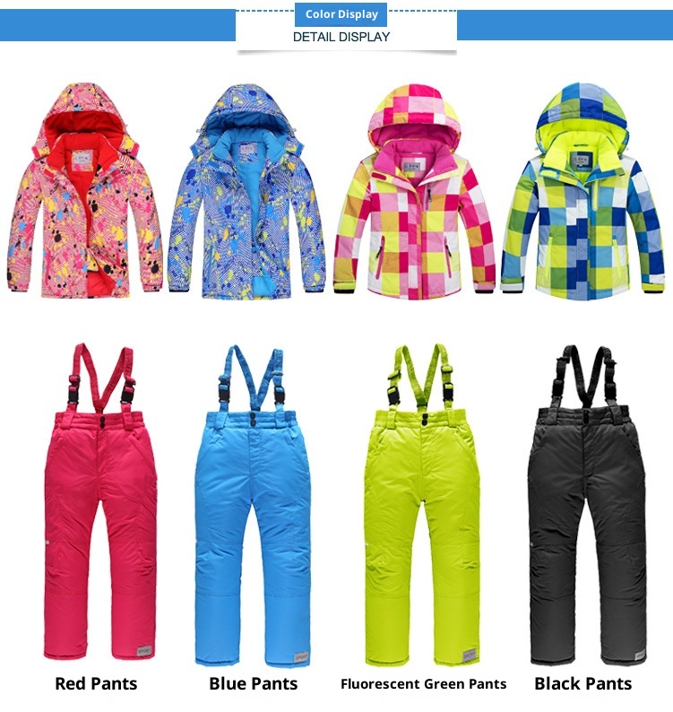 001 Outdoor-Kinderanzug-Set, bestehend aus einem einteiligen Overall für Jungen und Mädchen, winddicht, wasserdicht und warm, mit passender Winter-Skijacke und -hose_voghion.com