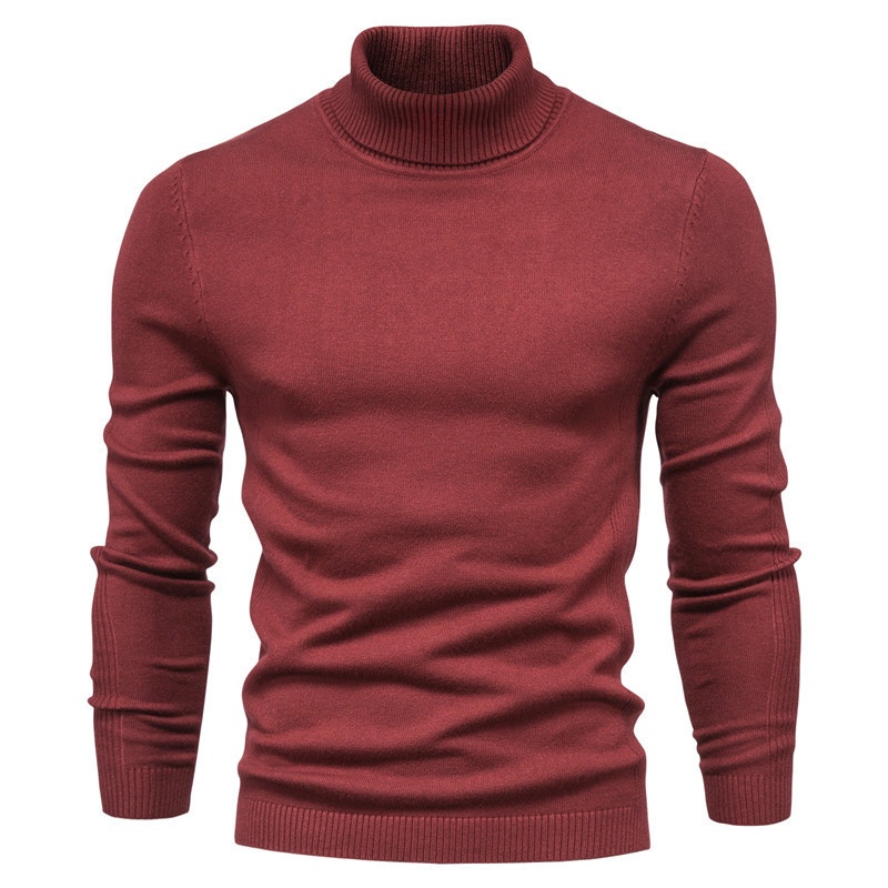 Maglione a collo alto convertibile per ragazzo, autunno e inverno, tinta unita, casual, strato di base, stile giapponese, semplice e alla moda._voghion.com