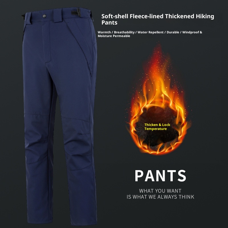 001 Outdoor Softshell Autumn Winter Men Women Fleece Lined Warm Cotton Ski Windproof Waterproof Hiking Pants With Logo_voghion.com