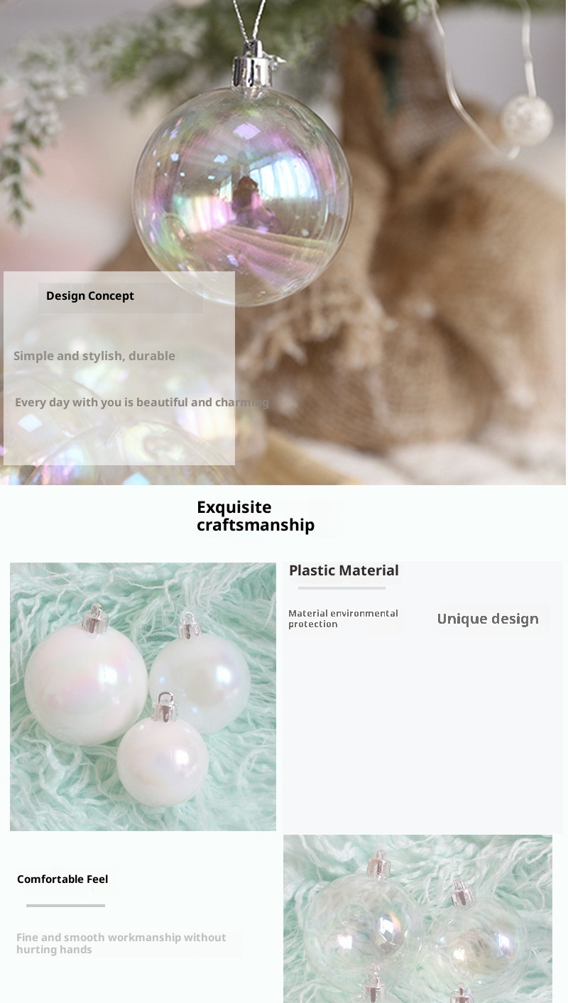 Lillian Source Factory Supply Palline decorative colorate bianche iridescenti in PET per alberi di Natale, ornamenti da appendere, galvanizzati_voghion.com