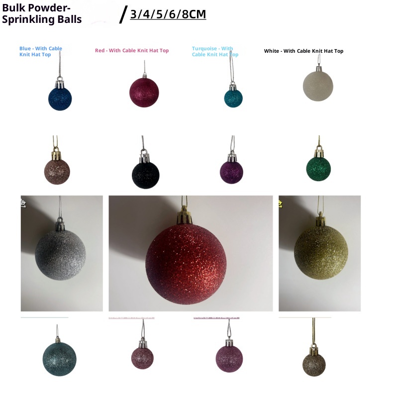 Boules décoratives de Noël en plastique pailleté en vrac, 3/4/5/6/8 cm, pour fêtes et festivals, de Lillian Factory Direct Supply_voghion.com