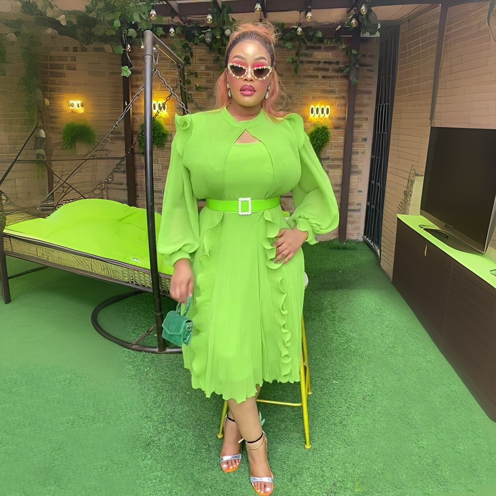 ChicShe Europäische und amerikanische grenzüberschreitende Damenbekleidung in Übergrößen, afrikanische Unifarben, neue Herbstkollektion, hochtailliert, figurformend_voghion.com