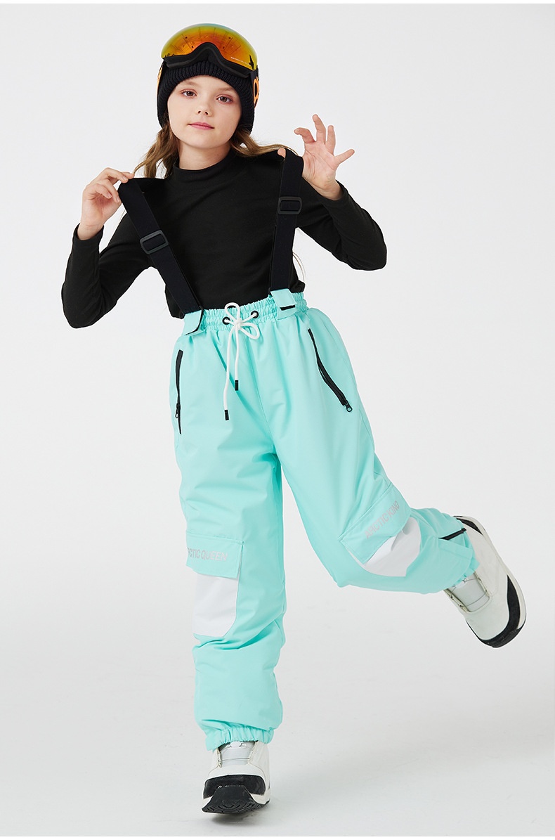 001 Yeni Çocuk Kayak Pantolonu Erkek Kız Kış Su Geçirmez Sıcak Açık Hava Snowboard Tulumları Soğuğa Dayanıklı_voghion.com