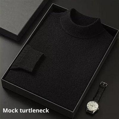 boy Boy Boy Foreign Trade Double Turn High Neck Men Wool Soft Warm Knitted Solid Color Slim Fit Base Sweater Trendy_voghion.com