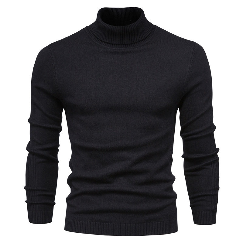 Maglione a collo alto convertibile per ragazzo, autunno e inverno, tinta unita, casual, strato di base, stile giapponese, semplice e alla moda._voghion.com