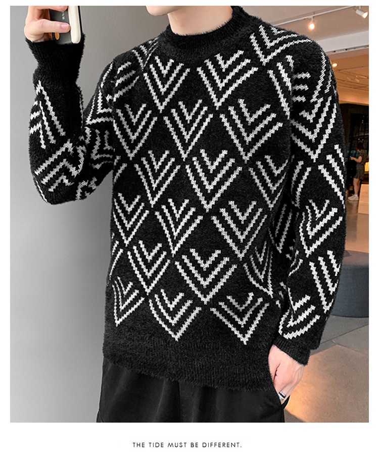 Jungen-Pullover aus Nerzfell für Teenager, dicker Winterpullover mit halbem Rollkragen, warmes Basishemd für Mittel- und Oberstufe_voghion.com