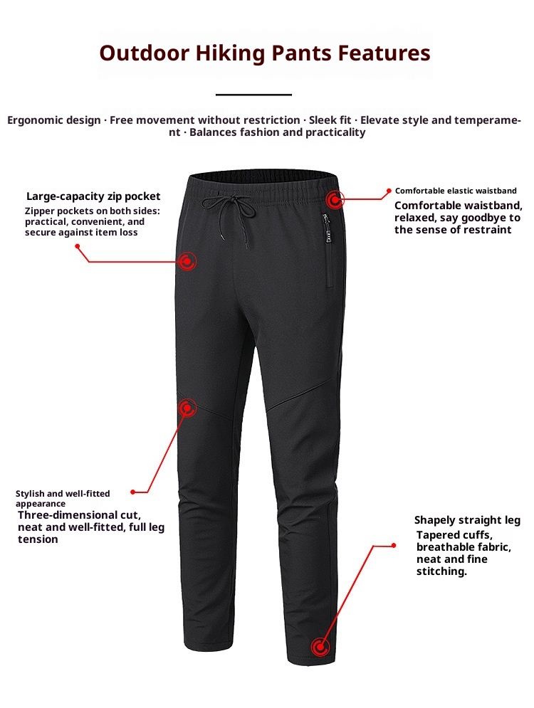 001 Autumn Winter Fleece-Lined Thickened Men's Softshell Outdoor Windproof Warm Fashion Skiing Hiking Soft Shell Pants_voghion.com