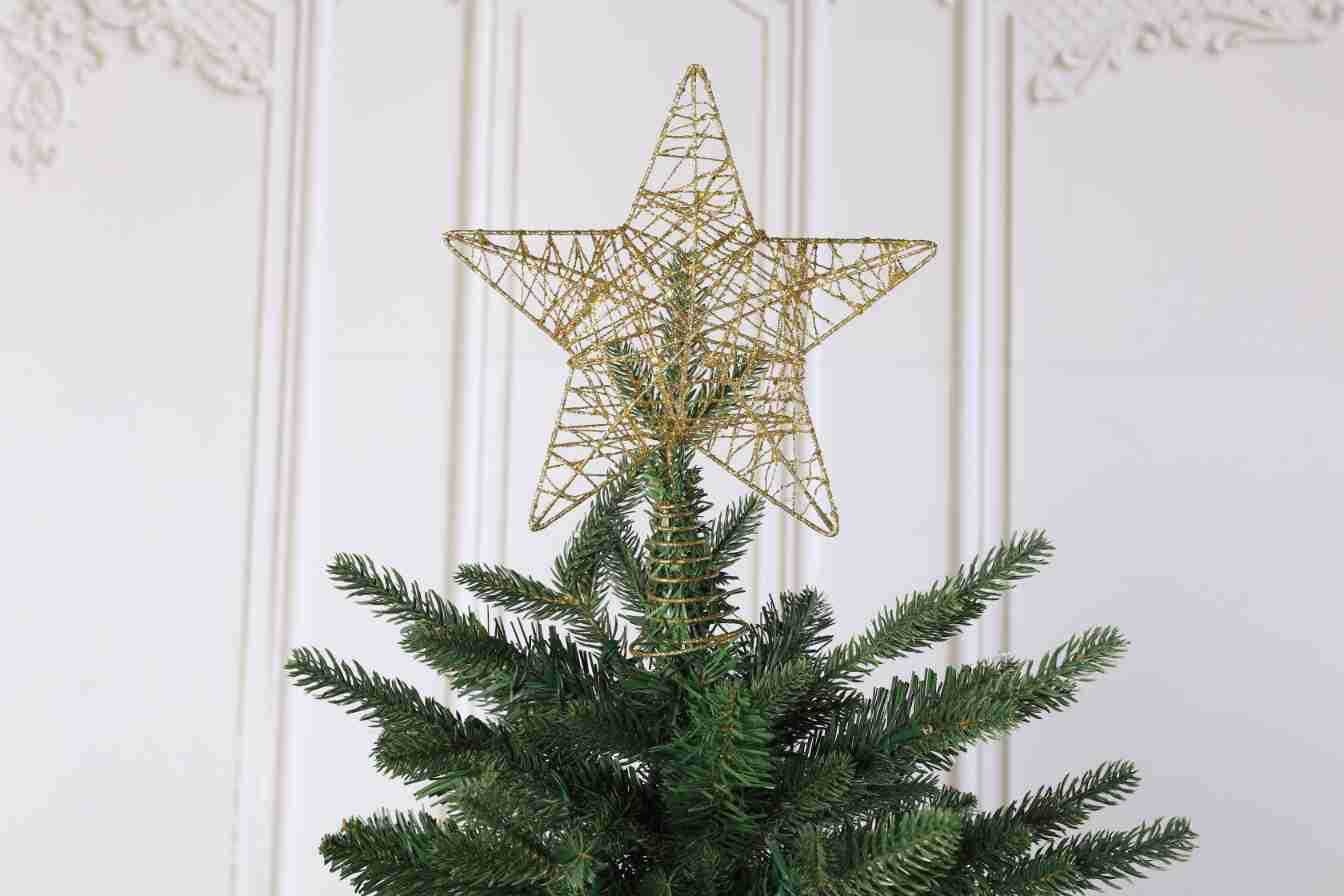 Étoile de Noël Lillian 20 cm 3D saupoudrée de poudre, petite étoile à cinq branches, accessoire de décoration pour sapin._voghion.com