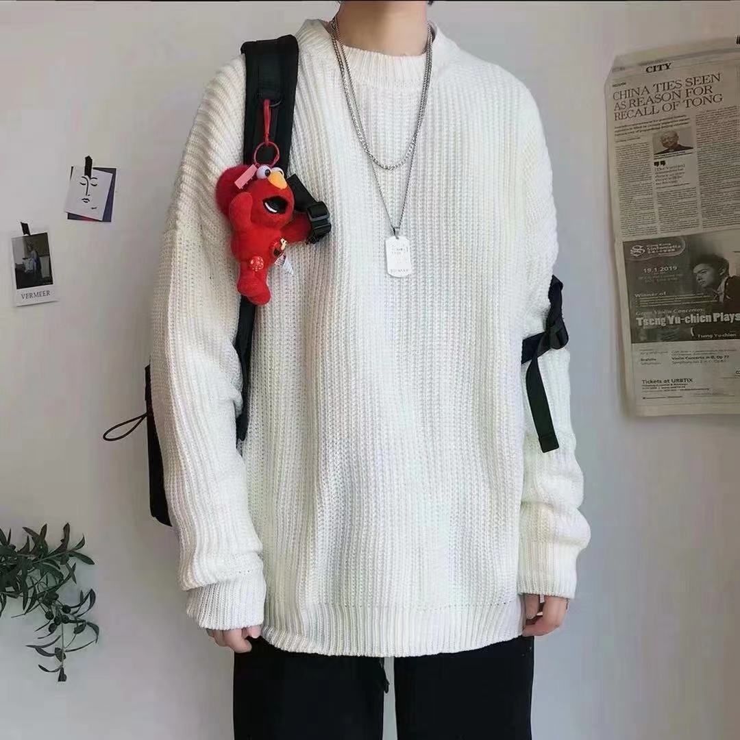 boy Boy Boy Round Neck Sweater Men 2025 New Autumn Winter Inner Layer Base Knitwear Loose Thickened Ins Korean Style Trendy_voghion.com
