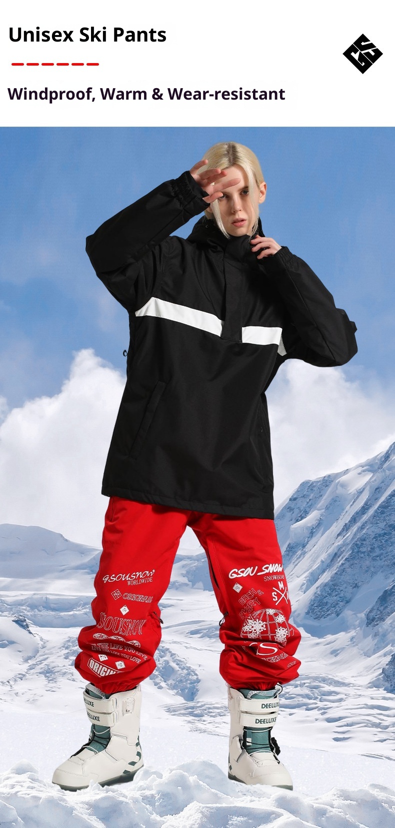 001 2223 Neue Herren Ski Snowboard Winddicht Wasserdicht Atmungsaktiv Cargo Doppel Board Locker Große Größe Verschleißfest Schnee_voghion.com