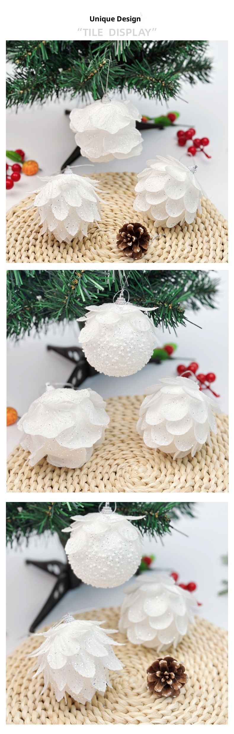 Lillian Cross-Border Foam Atmosphere Fluffy Ball White Christmas Tree Sticky Powder Decoration Petal_voghion.com