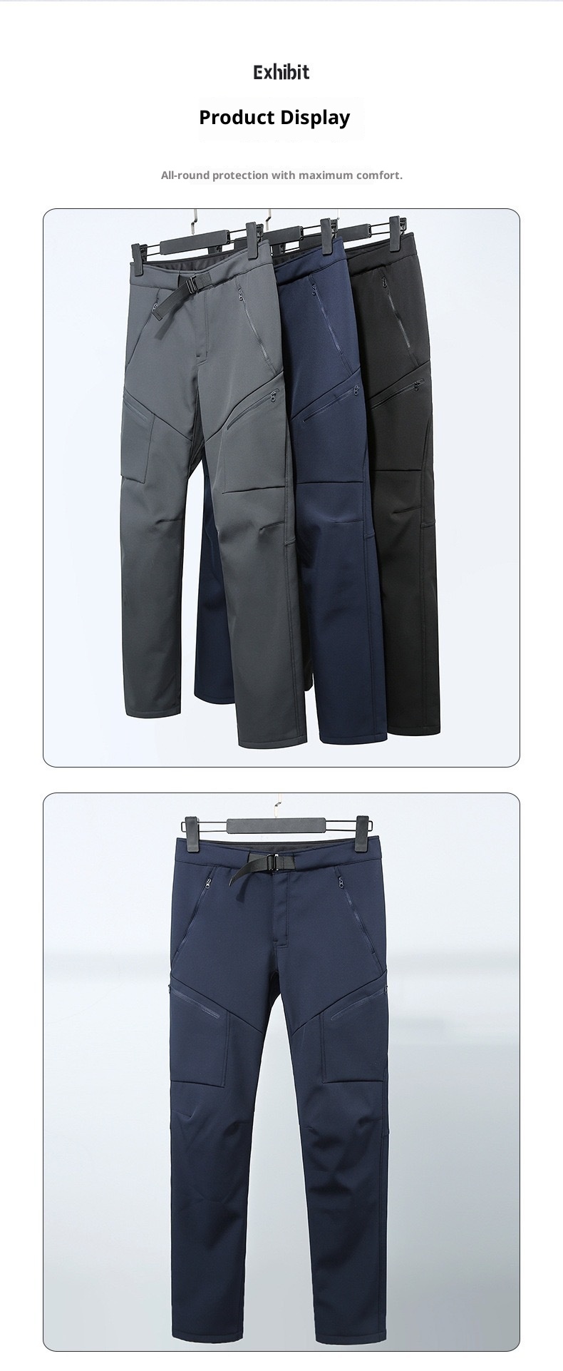 001 Pantaloni da sci impermeabili antivento da uomo, foderati in pile termico, per l'autunno e l'inverno_voghion.com