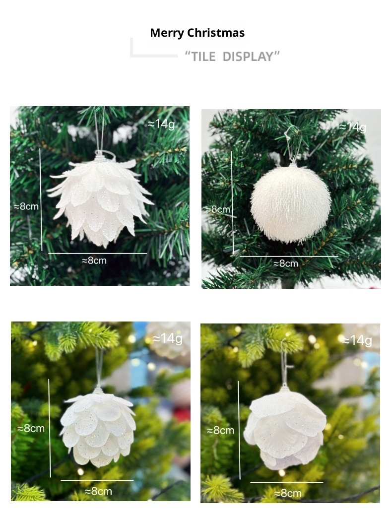 Lillian Cross-Border Foam Atmosphere Fluffy Ball White Christmas Tree Sticky Powder Decoration Petal_voghion.com