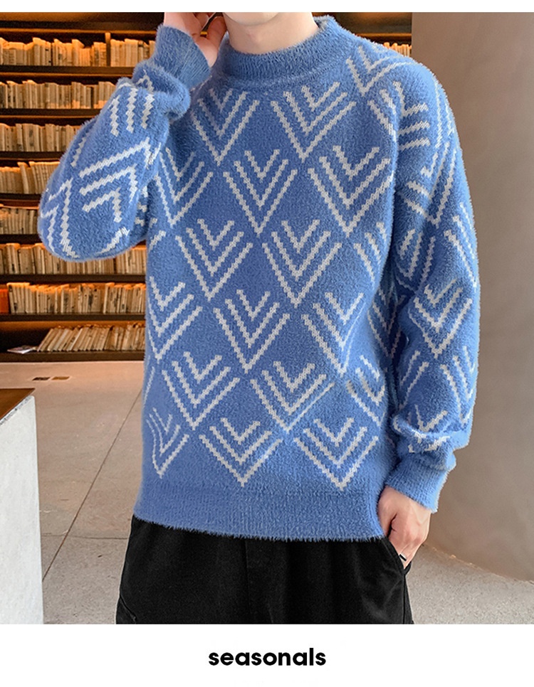 Jungen-Pullover aus Nerzfell für Teenager, dicker Winterpullover mit halbem Rollkragen, warmes Basishemd für Mittel- und Oberstufe_voghion.com