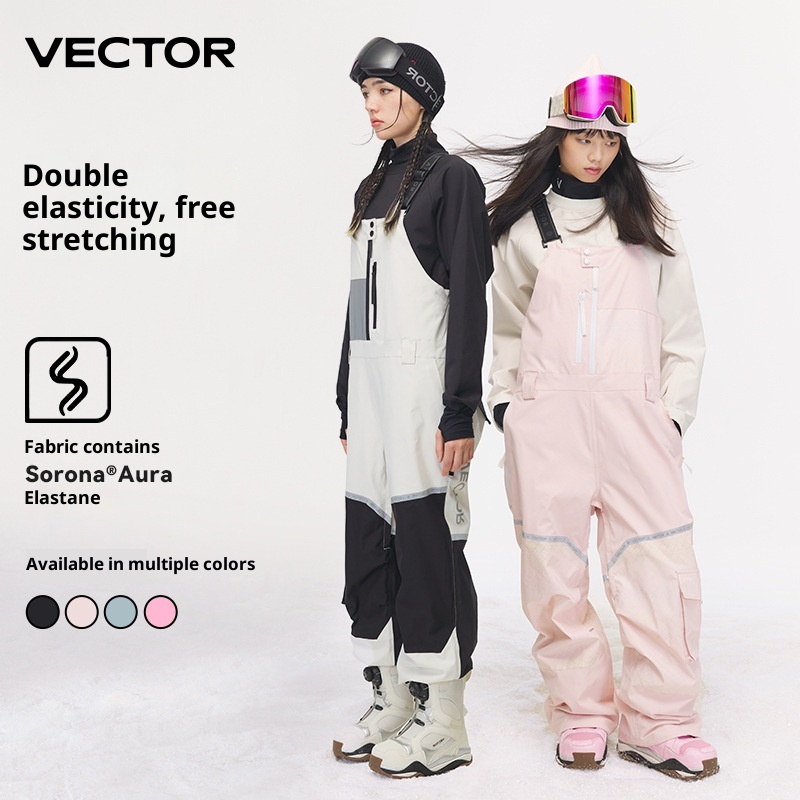 001 VECTOR Overalls Ski Leopard Print Color Block Warm Waterproof Windproof New Sports Outdoor Suspender Pants_voghion.com