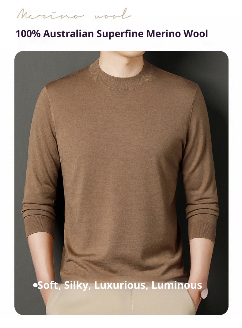 ragazzo Ragazzo Ragazzo Autunno Inverno Fine Spun 100% Lana Maglia Base Layer Calda Camicia Tinta Unita Mezza Dolcevita Vestibilità Slim Semplice Mezza età_voghion.com