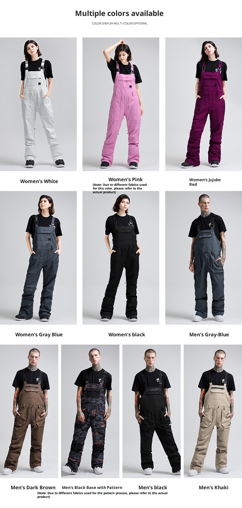 001 Gsousnow Strap Męskie Luźne Wodoodporne Ciepłe Spodnie Snowboardowe Damskie Jednoczęściowy Kombinezon Narciarski_voghion.com